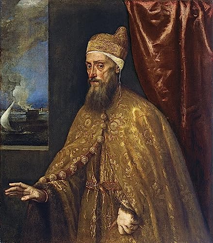 Art mural vintage avec le portrait du Doge Francesco Venier pour une chambre élégante