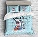 REALIN Ocean Shark Print Duvet Cover Set Cartoon Shark Print Bedding Girl Boy Kids Bed Sets 2/3/4PCS Quilt Covers/Sheets/Pillow Shams,Twin/Full/Queen/King (A,Full-200x229cm-4PCS)