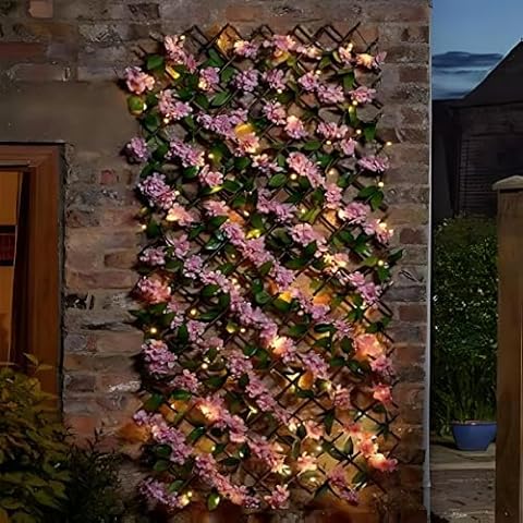 Garden Mile Solar Pink Blossom Trellis Panel Cover