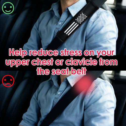 KAELTHAS 2 PCS Car Seat Belt Cover Pad Cushions Comfortable Driving Interior Accessories for Car SUV Truck Tractor Golf Cart UTV (Carbon Fiber with USA Flag) by KAELTHAS - Image 5