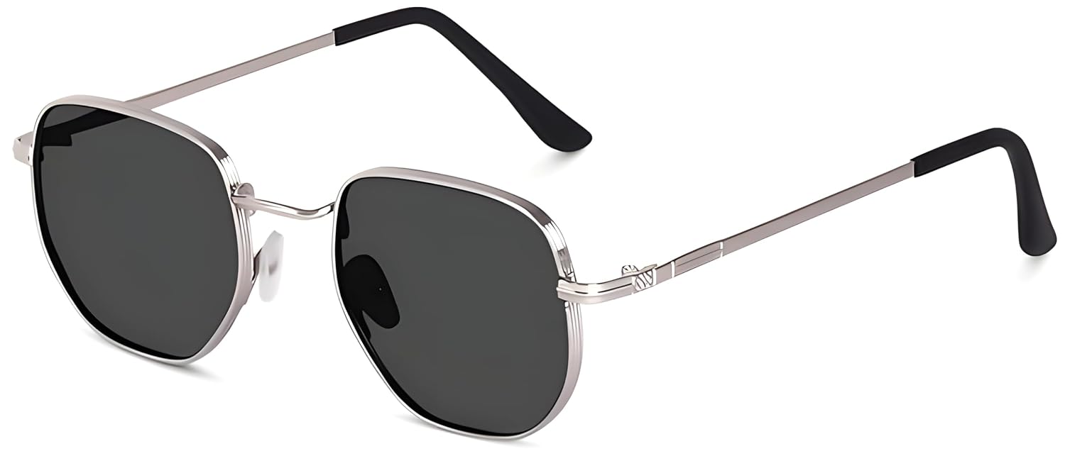 TheDarker Classic Hexagon PATHAN SRK Sunglasses for Men & Women | Vintage Metal Frame UV400 Protection Shades | Stylish Li...