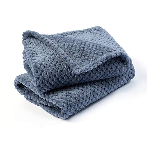 Image of Warm Soft Fuzzy Dog or Cat Blanket, Plush Fleece Throws for Puppy, Kitten, Bed, Couch, Sofa, Travel (S /24 inch x 32 inch, Blue)