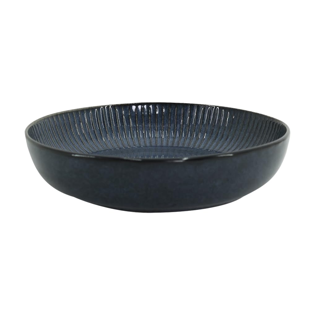 WeHome - Servizio piatto 6 Persone, Set 18 Pezzi, Piatti Colorati Ceramica Modello Erika, Moderni 3 Misure, Lavabile In Lavastoviglie, Compatibile Con Forno A Microonde (Blu)