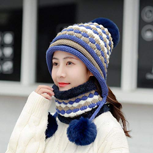 Ensemble de ski bonnet tricoté chaud femme écharpe épaisse protection grand froid