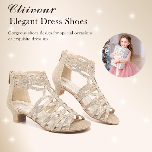 Girls High Heels Dress Pump Sandals Glitter Wedding Flower Party Princess Shoes for Kids Toddler3