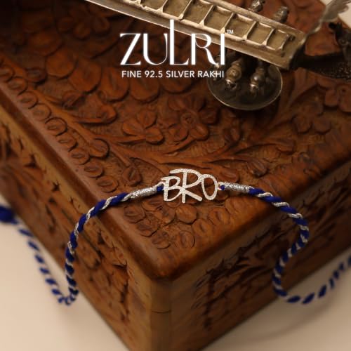 Image of 925 Sterling Silver BRO Cool Luxury Rakhi for Bhai Cotton Thread | Rakshabandhan Rakhi With Fragrance Greeting Card & Roli Chawal and Certificate of Authenticity 925 Silver
