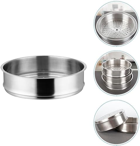 Miniatura 4 de Olla para verduras de acero inoxidable Dim Sum 11.8 in cesta de metal para cocinar al vapor Dim Sum bollos Verduras Pescado y Arroz Cesta de acero