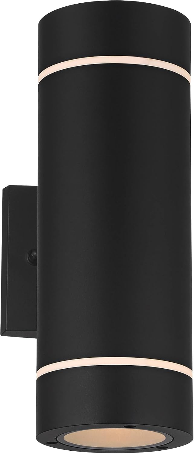 Possini Euro Design Wynnsboro 12" High Modern Outdoor Wall Light Fixture Mount Porch House Exterior Outside Cylinder Up and Down LED Bulb Weatherproof Black Aluminum Front Door Patio Garage Home