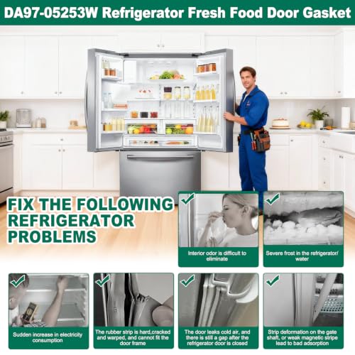 UPGRADED DA97-05253W Refrigerator Door Gasket Replacement Compatible with Samsung Refrigerator Parts Door Seal, Replaces RF28HFEDBWW RF28HFEDBSR RF28HFEDTWW RF323TEDBSR Fresh Food Door Gasket by POOLKEY - Image 6