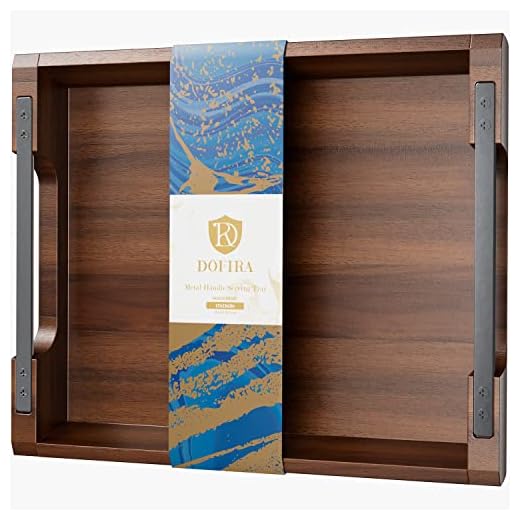 Elegant Acacia Wood Serving Tray with Handles