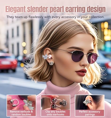 Image of King Lucky Next-gen Clip on Earbuds Open Ear Wireless Bluetooth 6.0 Headphones with Mic,50H Play,ENC,IPX5 Waterproof,Sports Ear Buds,Comfortable for Small Ears&Fitness,Running (LED Display, Pink)