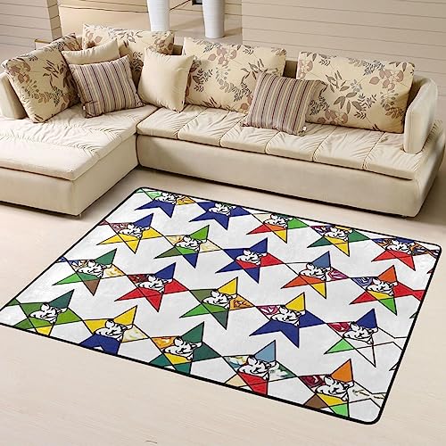 Grand tapis moderne étoiles BONDIJ lavable et antidérapant