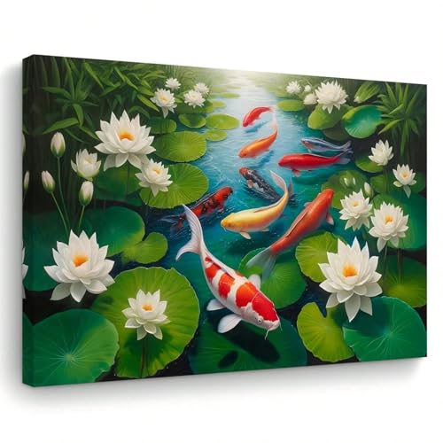 Toile Lotus Koi esprit nature | Une invitation au voyage et à la sérénité intérieure