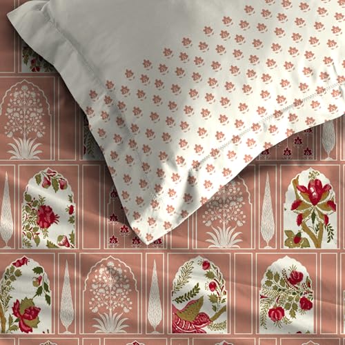 Image of MYTRIDENT Celebration Bedsheet Gifting Collection Double Size - Aangan Coral