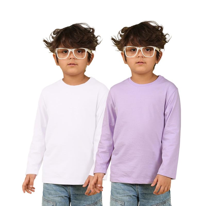 Image of Nusyl Boys Solid Cotton Blend Tshirts - Soft & Comfortable Full-Sleeves T-Shirts | Casual Wear for Kids & Teen Boys | Full Sleeves T-Shirts |- NUBCTSF001-PO2-1