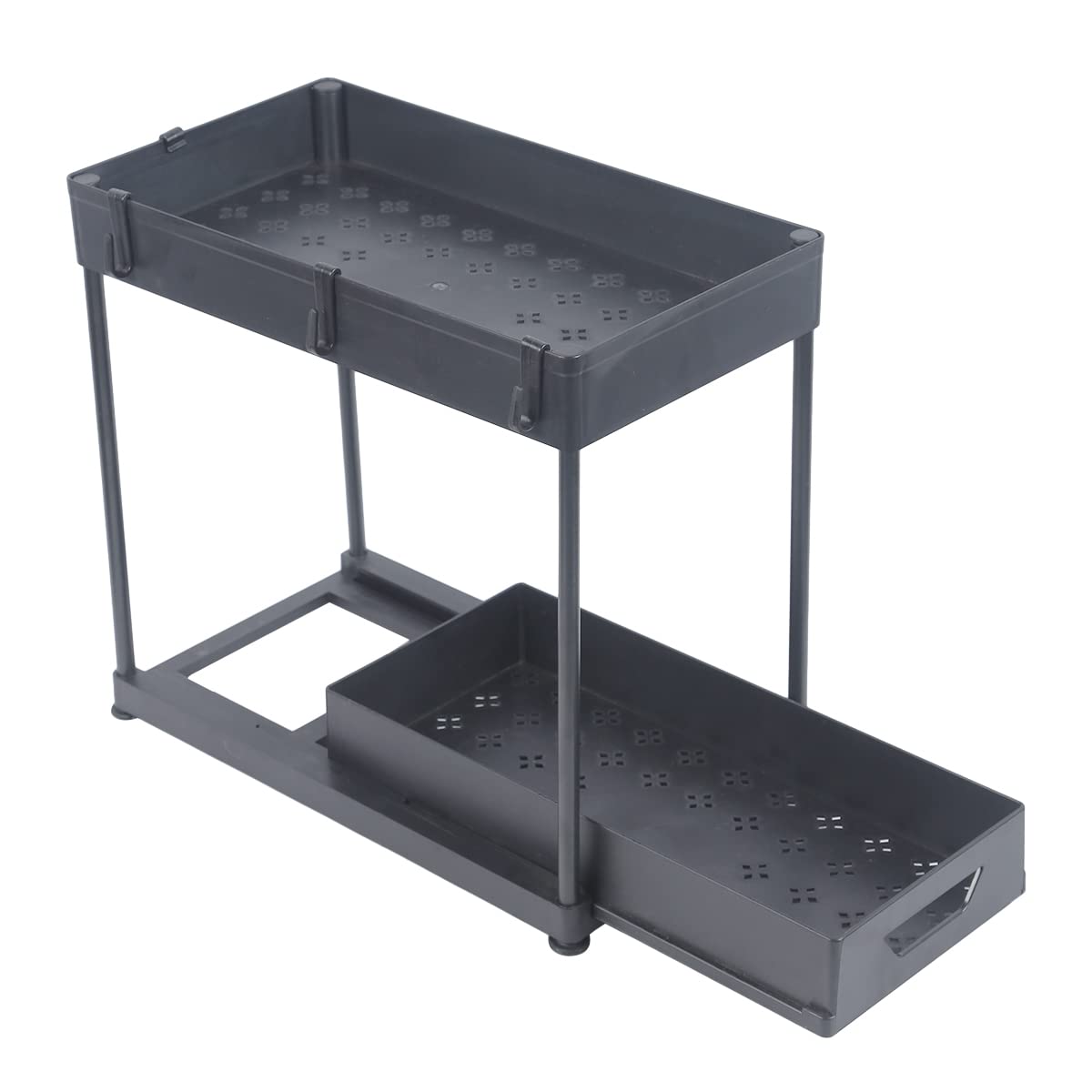 Amazon Brand – Umi Multi-Purpose 2 Layer Sliding Storage Drawer Basket Organizer, Pull Out Under Sink Cabinet Organizer, Countertop Storage Shelf Organizer with 4 Hooks, Space Saving Rack – Black offers donot miss Amazon Brand – Umi Multi-Purpose 2 Layer Sliding Storage Drawer Basket Organizer, Pull Out Under Sink Cabinet Organizer, Countertop Storage Shelf Organizer with 4 Hooks, Space Saving Rack – Black offers donot miss