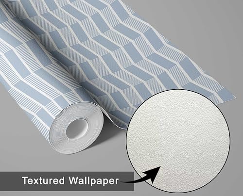Papier peint vinyle texturé bleu géométrique décoration murale S4Sassy - 6