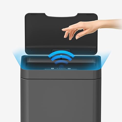 Miniatura 2 de Mbillion Bote de basura automático con sensor de movimiento de 15 galones, de acero inoxidable, con tapa, rectangular, para cocina, dormitorio
