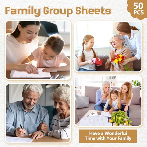 Dunzoom 50 folhas de grupo familiar frente e verso, tabelas genealógicas, diagramas genealógicos, su