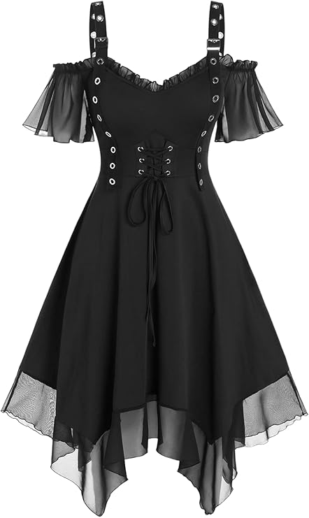 🔥 Gothic Punk Dress: Unleash Your Inner Rockabilly Queen! 🔥