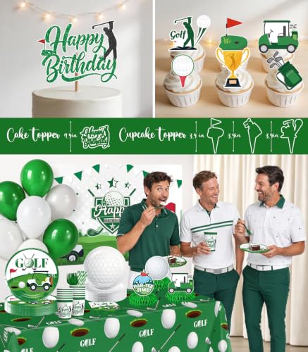 Image of 193Pcs cocomigo Golf Birthday Decorations Tableware Set, 25 Serves