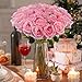 C APPOK 36PCS Fake Roses Artificial Silk Flowers Artificial Roses with Long Stems - Pink Roses Faux Silk Roses Bulk, Realistic Roses Bouquet for Home Wedding Centerpieces Decoration Party Decor