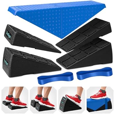 Squat Wedge Set of 5 – Turns Into Aerobic Step Platform – Squat Wedge Block 520 LBS Weight Capacity – Slant Board for Calf Stretching – Calf Stretcher Slant Board – yoga blocks