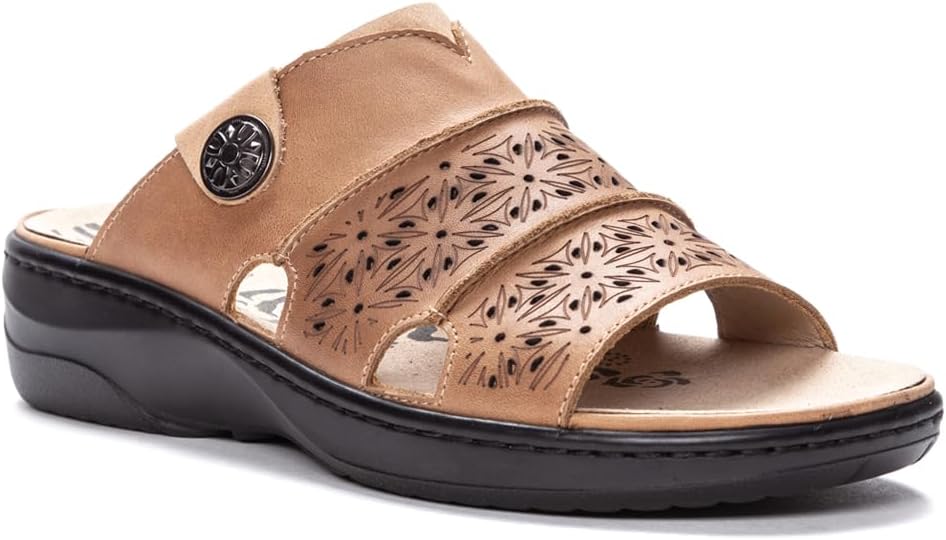 Propet Womens Gertie Cut-Outs Slide Casual Sandals Casual Low Heel 1-2" - Green