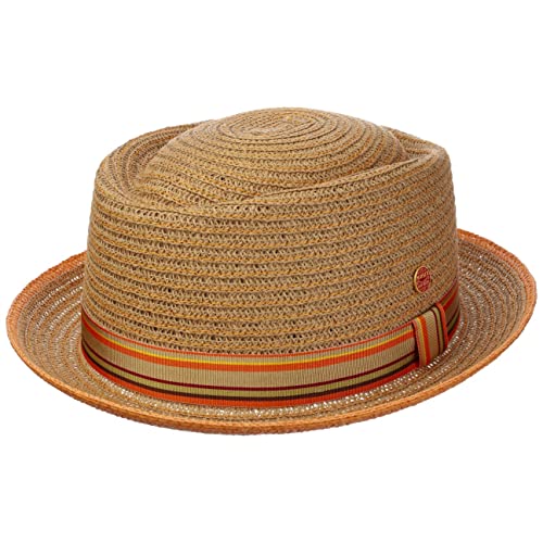 Mayser Andy Orange Pork Pie Straw Hat Men Orange 7 1/4