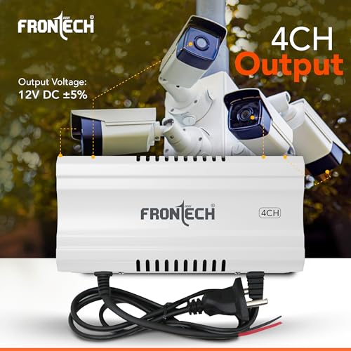 Image of FRONTECH 4 Channel 12V DC Power Supply for CCTV Cameras | Metal Body Surge Protection | Overload & Short Circuit Protection | Universal Input Voltage (PS-0056)