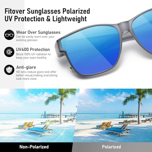Image of GEGURI Polarized Sunglasses Fit Over Glasses for Men Women, Oversized Square Sun Glasses UV400 Protection Shades