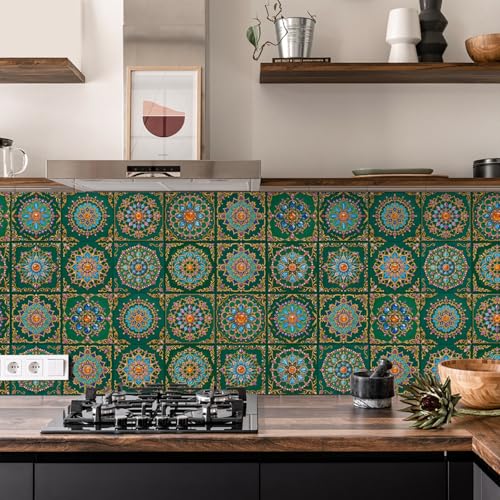 Azulejos Adhesivos Cocina Azul Verde Impermeables Baño Azulejos, Diy Extraíble Vinilo Vinilo Pared Cocina