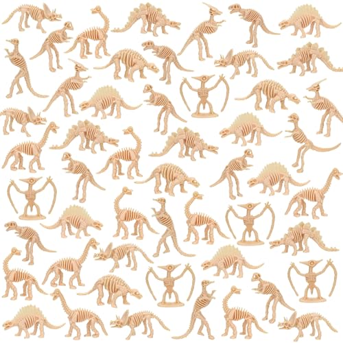 VICROIC 60 PCS Dinosaur Fossil Skeletons Assorted Dinosaur Skeleton Toys Figures for Science Play Dino Sand Dig Party Favor Decorations