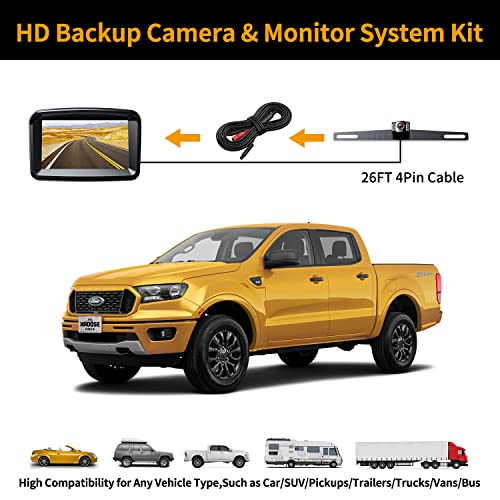 Xroose S3 Wired 1080P Backup Camera, 5”Monitor With Ip69 Waterproof Rear-View License Plate Camera, Auto Led Colored Night Vision&149°Wide Viewing Angle For Reversing/Driving Car, Suv, Pickup, Camper #TOP3