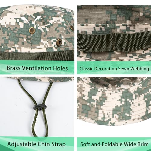 Image of Sun Hats for Men Women Boonie Hat UPF 50+ Bucket Hat Wide Brim UV Protection Fishing Hiking Safari Outdoor Hats