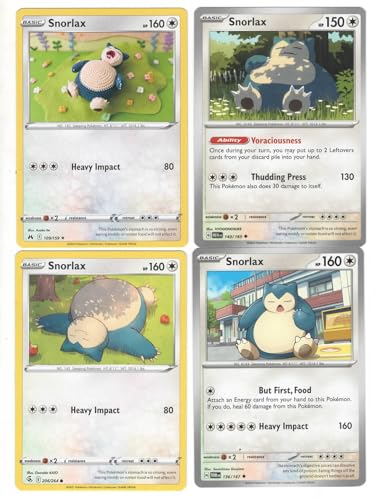 Snorlax - Pokemon 4 Card Lot - Pokemon 151 - Crown Zenith - Set – 143/165 -Twilight Masquerade