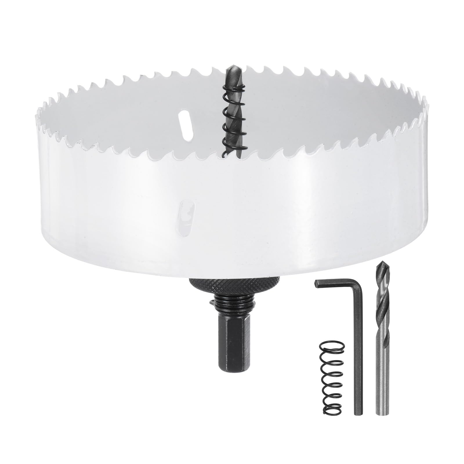 HARFINGTON Bi-Metal Hole Saw Kit 143mm (5-5/8") Hole Cutter Set with 1pcs 7/16" Hex Shank Arbor 2pcs 1/4" Center Drill Bits 2ps Springs 1pcs Wrench