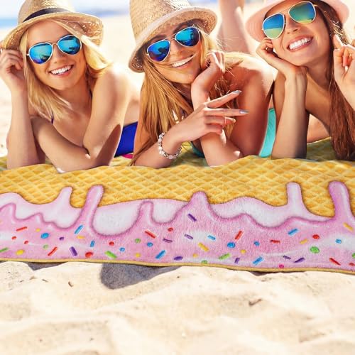 CrystalSylara 8 Pcs Ice Cream Drip Baseball Beach Towel Extra Large 59 x 28 Inch Soft Microfiber Ice Cream Drip Sports Towels Baseball Team Gifts Stuff Yoga Gym Camping Party Favor by CrystalSylara - Used condition - Image 7