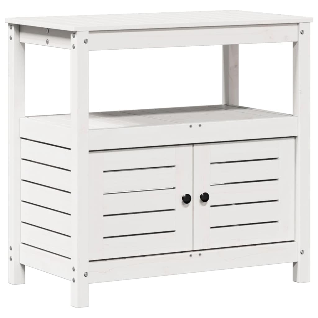 vidaXL Tavolo Invaso con Ripiani Bianco 82,5x45x81 cm Massello Pino