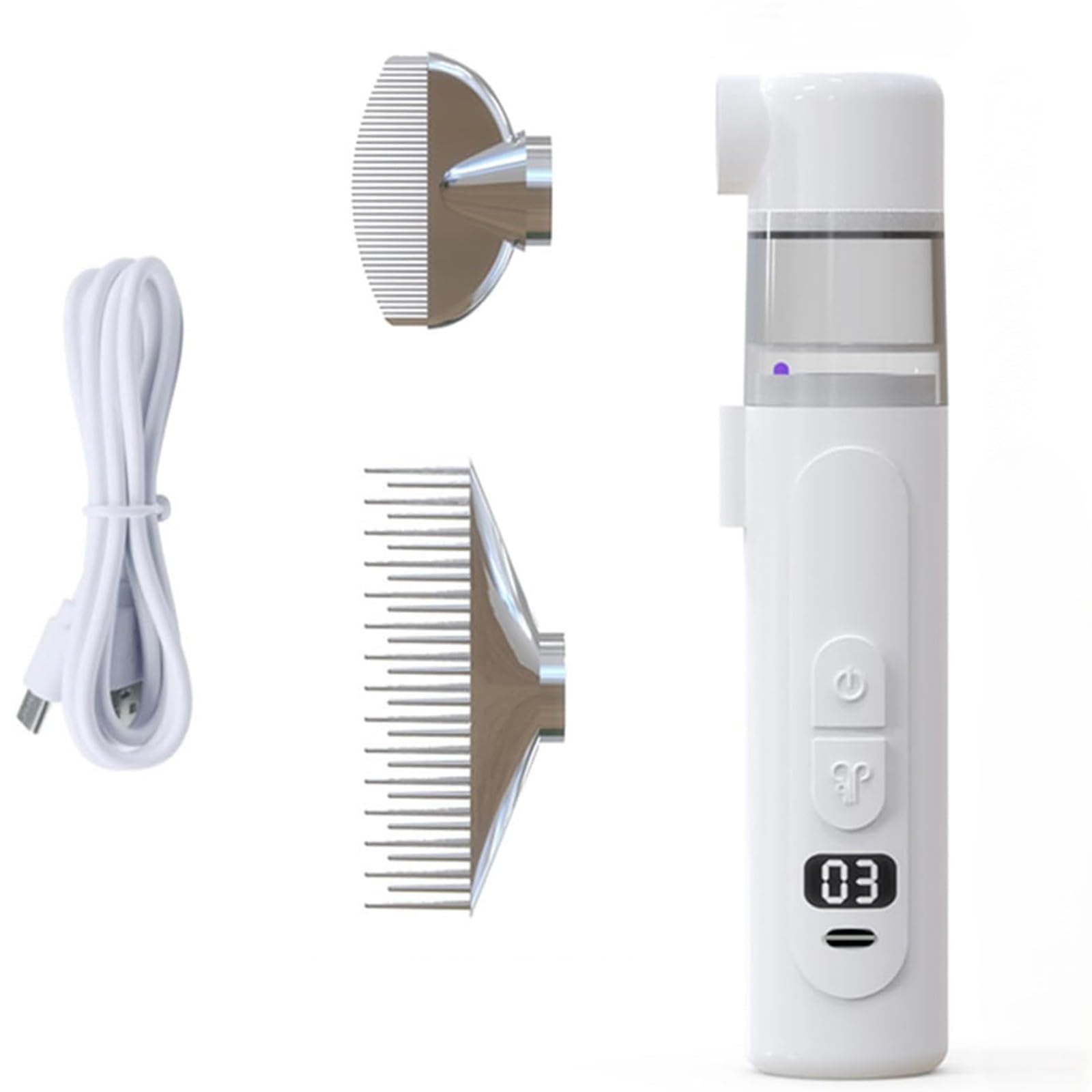 2 in 1 Electric Pet Flea Remover Brush & Detangling Comb, 360° Rotation Comb Teeth & Blue Light, Vacuum Pet Grooming Brush for Cats Dogs