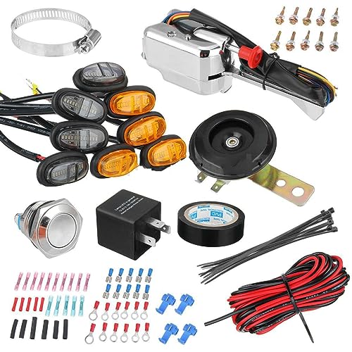 Edinstry Car 1 Set Universal ATV UTV RZR Turn Signal Horn Street Legal Kit with LED Light Flasher Relay Wire Harness for Polaris 4x4 Project Side by Side
