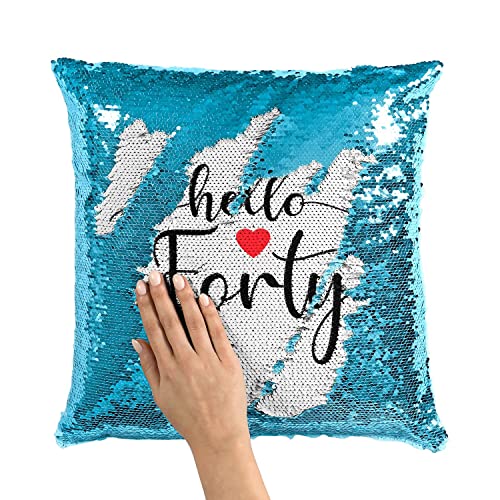 Coussin Sequin Turquoise pour Décoration Réussie Anniversaire 40 Ans
