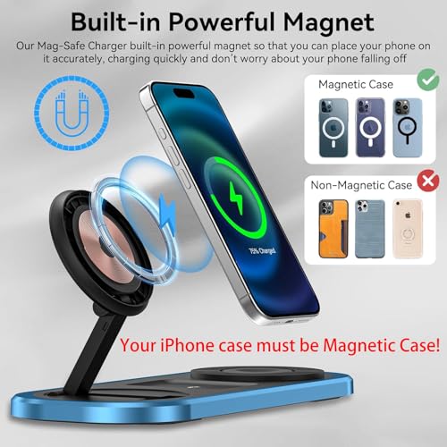 Chargeur Sans Fil 3 en 1 pour iPhone, Station de Charge Pliable pour Magsafe - Photo 12 sur 25