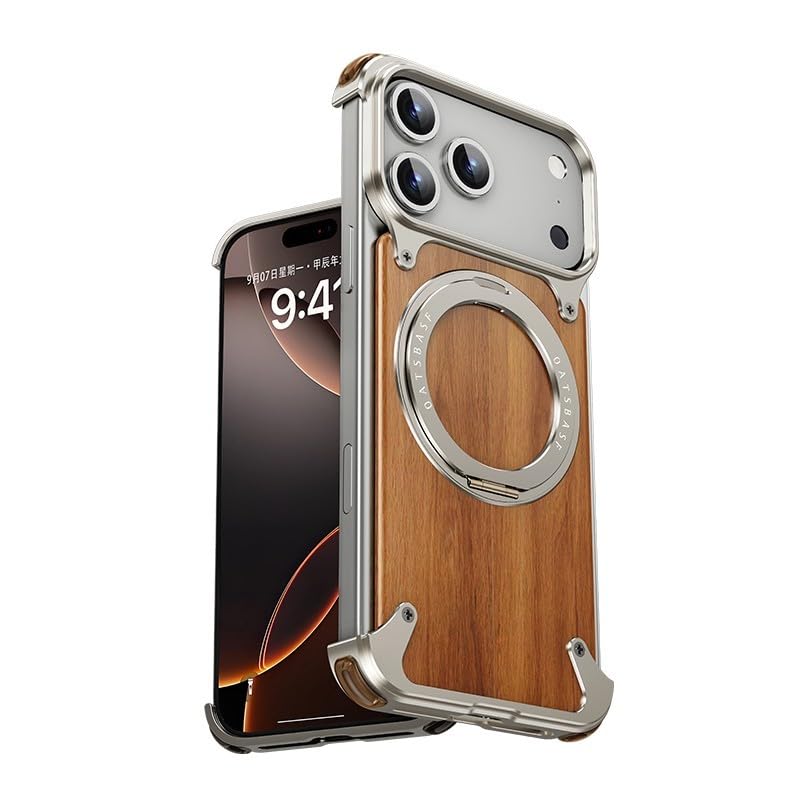 Coque iPhone 15 Pro Max en bois et métal titane pour vos aventures urbaines