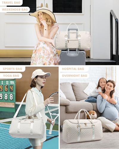 LOVEVOOK Travel Duffle Bag, 40L Weekender Overnight Bags with Toiletry, Quilted Carry On Bag with Shoe Compartment, Gym Duffel Bag with Wet Pocket for Women, Hospital Bags for Labor and Delivery 6