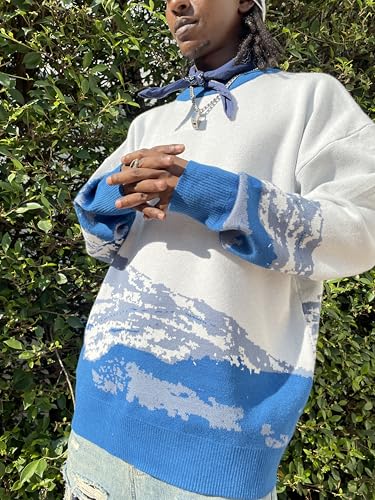 Yimoon Men Sweaters Oversized Graphic Casual Cable Knitted Jumper Pullover Cute Unisex Crewneck Retro Couple Tops2