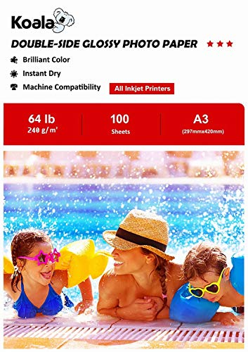 Papier Photo A3 Brillant 240g Double Face KOALA pour Impression Haute Définition