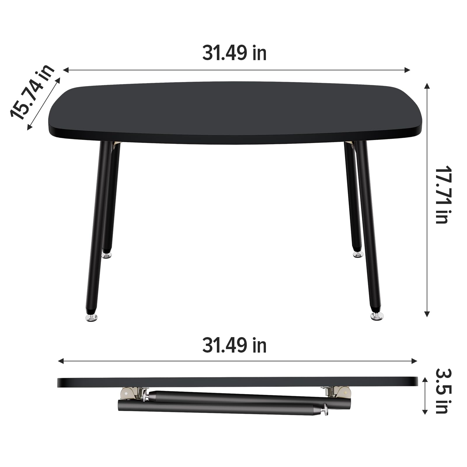 WOHOMO Couchtisch Klappbar,Gartentisch,Klapptisch Camping,Balkontisch Klappbar,Kleiner Tisch Klapptisch,Picnic Table Outdoor,Wohnzimmertisch,80 x 40 x 45 cm,Schwarz