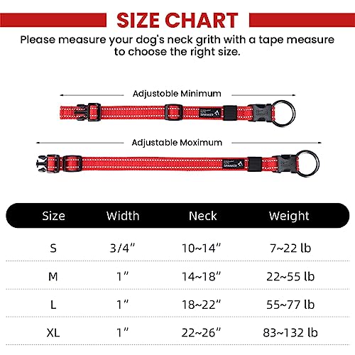 EXCELLENT ELITE SPANKER Reflective Dog Collar Classic Soft Padded Breathable Nylon Adjustable Pet Collar with Quick Release Buckle for Boy Girl Male Female Puppies Small Medium Large Dogs(L-BUL) - Image 2