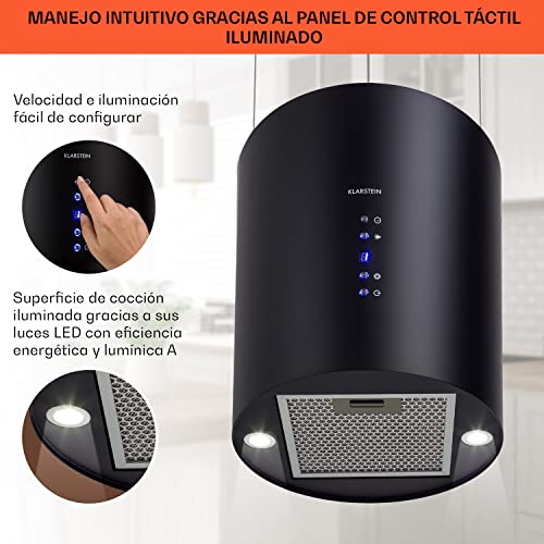 Klarstein-Campana-Extractora-Colgante-Isla-Cocina-Flujo-de-aire-de-558mh-Temporizador-Extractor-de-Cocina-Ajustable-Campanas-Extractoras-Cocina-de-3-modos-Campana-Recirculacion-Filtros-Carbono